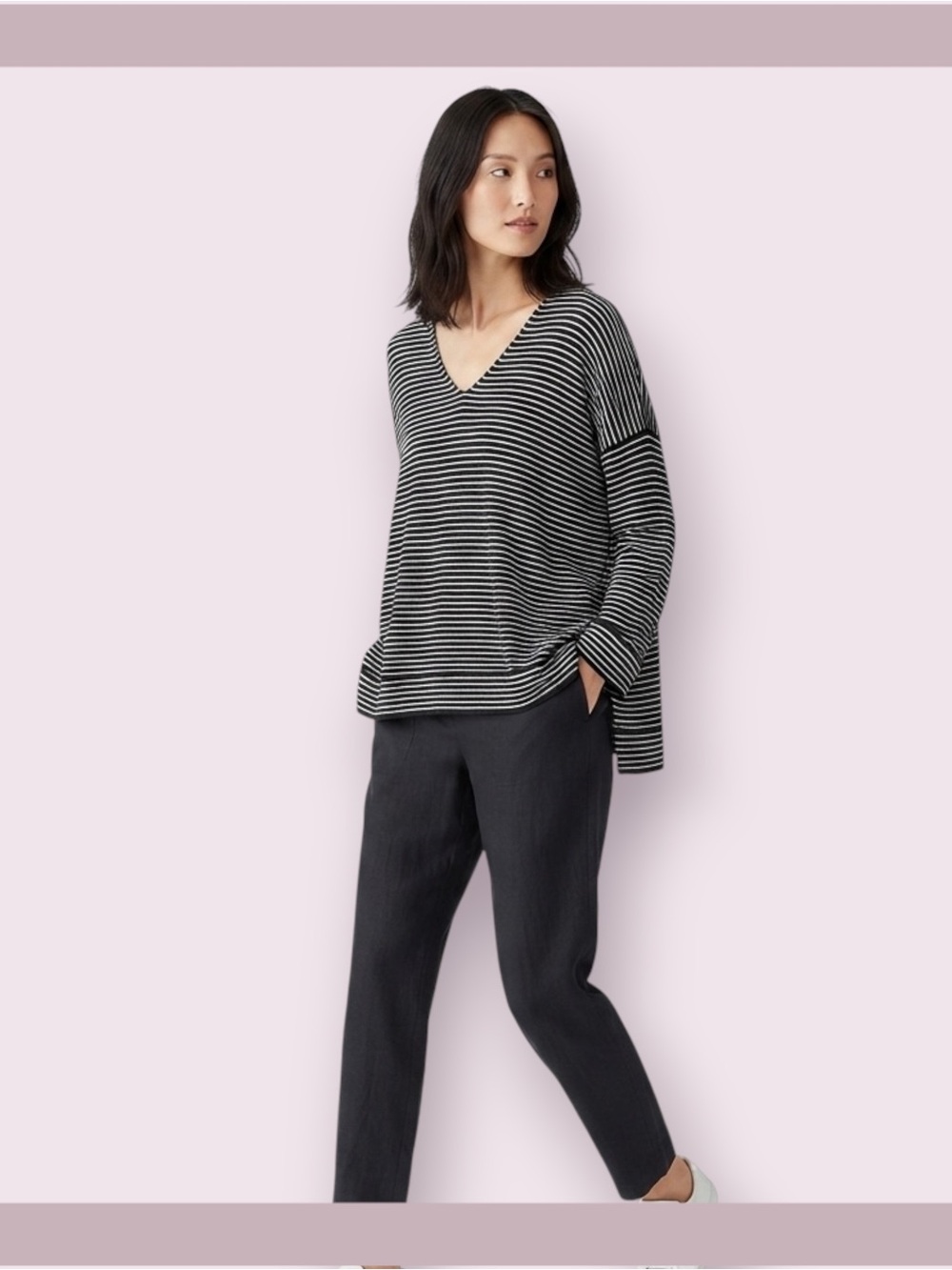 Eileen Fisher Boxy V-Neck Knit Top